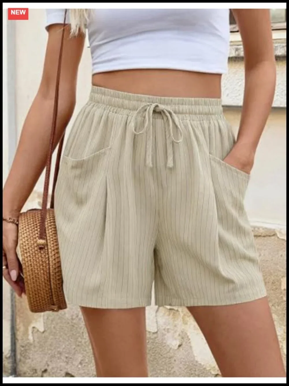 Wide Leg High Waisted Linen Shorts for Women with Pockets 5